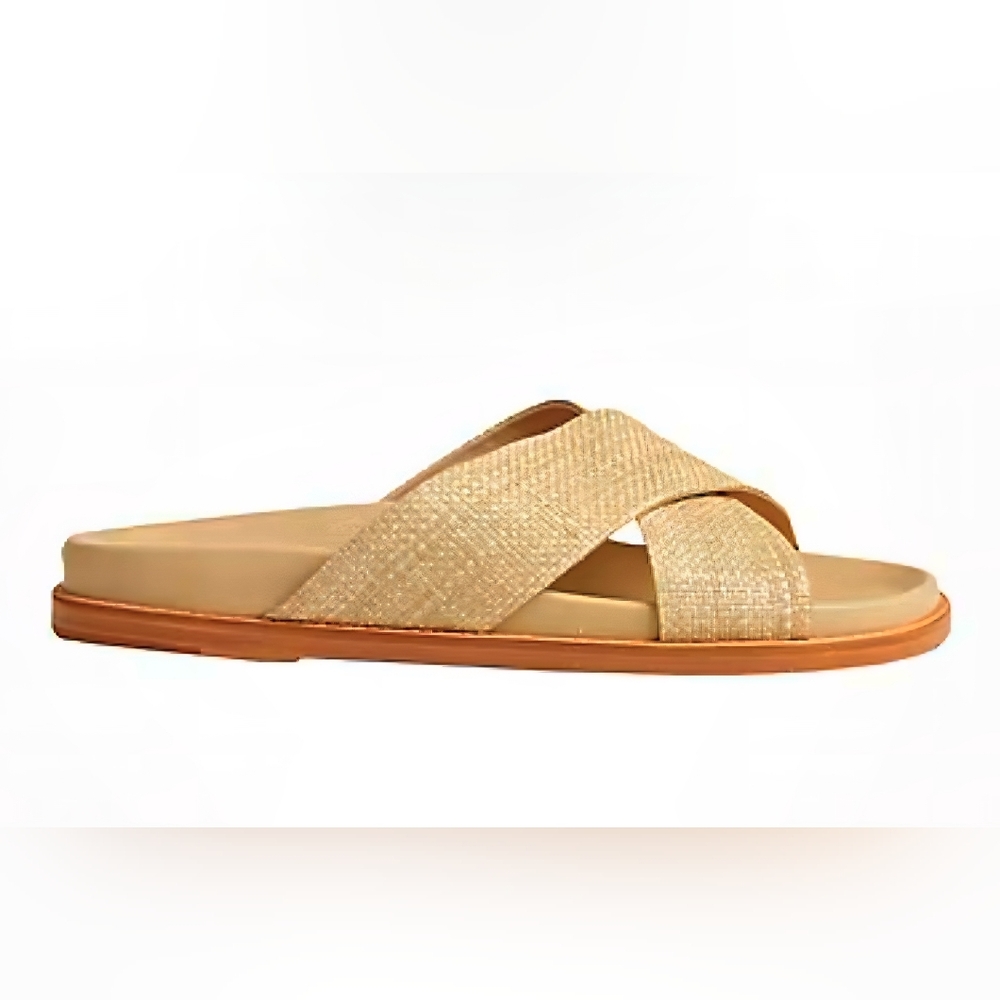 ✨ Porte & Paire Woven Leather Straw Slides — Women’s Size 7